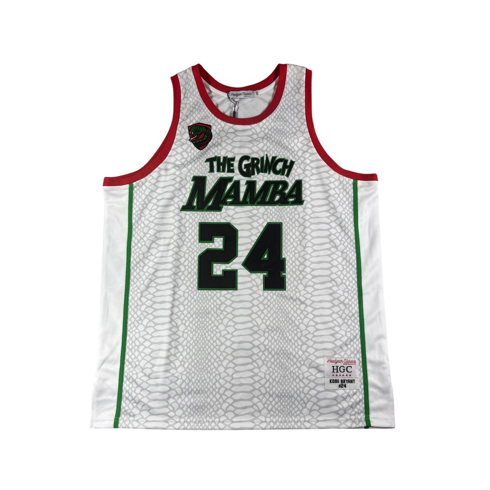 Headgear Classics Kobe Bryant The Grinch Mamba Jersey 24 White Snakeskin 3XL